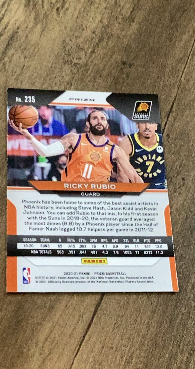 Ricky Rubio 2020-21 Panini Prizm - Red White and Blue Prizms 235 trading card image rear
