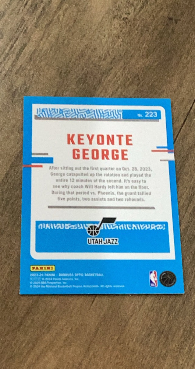 Keyonte George 2023-24 Donruss Optic 223 trading card image rear