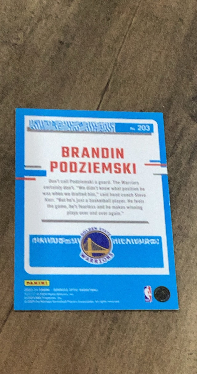 Brandin Podziemski 2023-24 Donruss Optic 203 trading card image rear