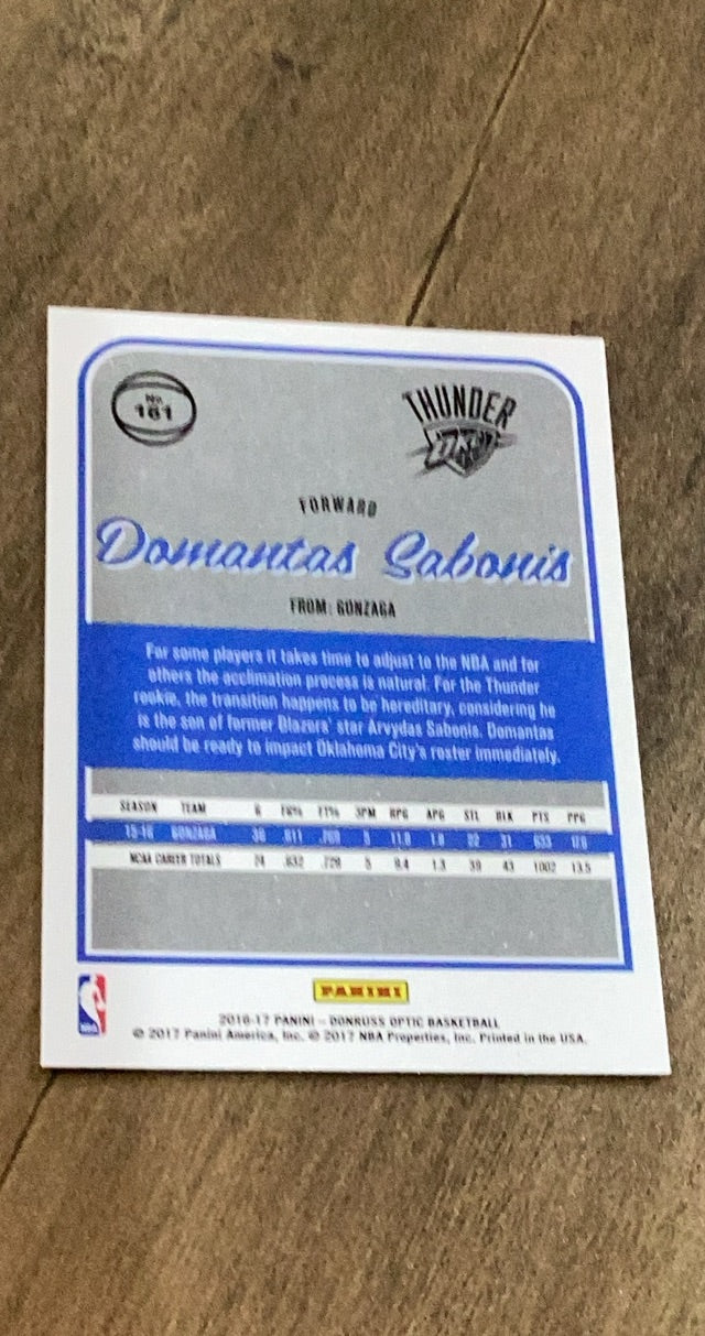 Domantas Sabonis 2016-17 Donruss Optic 161 trading card image rear