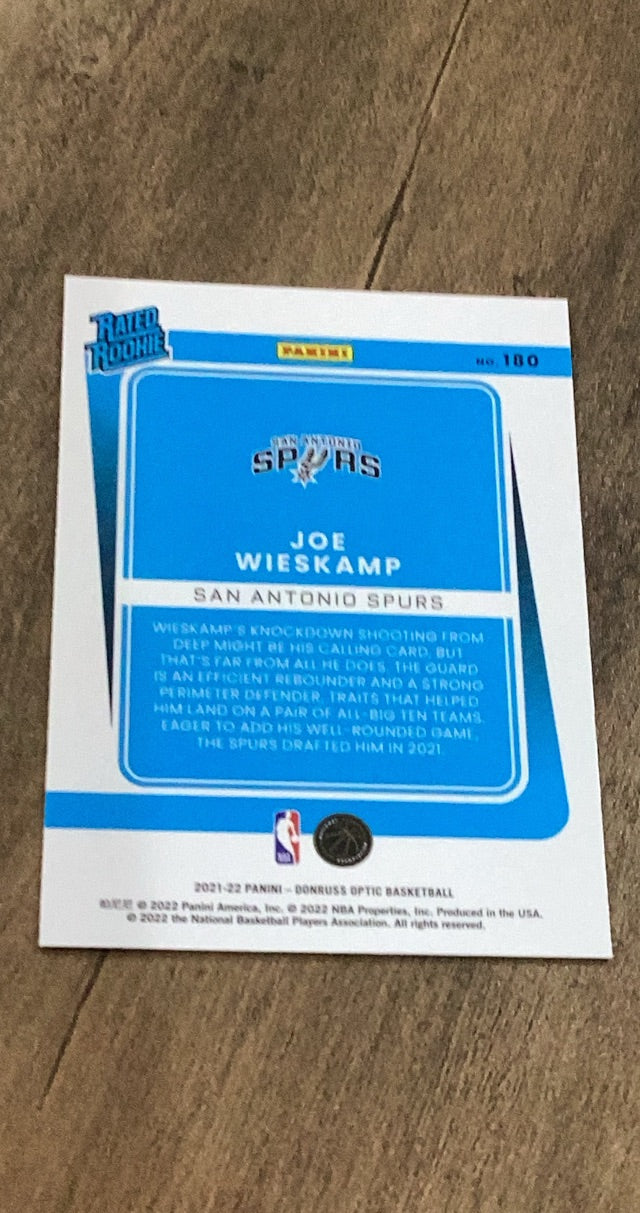 Joe Wieskamp 2021-22 Donruss Optic 180 trading card image rear