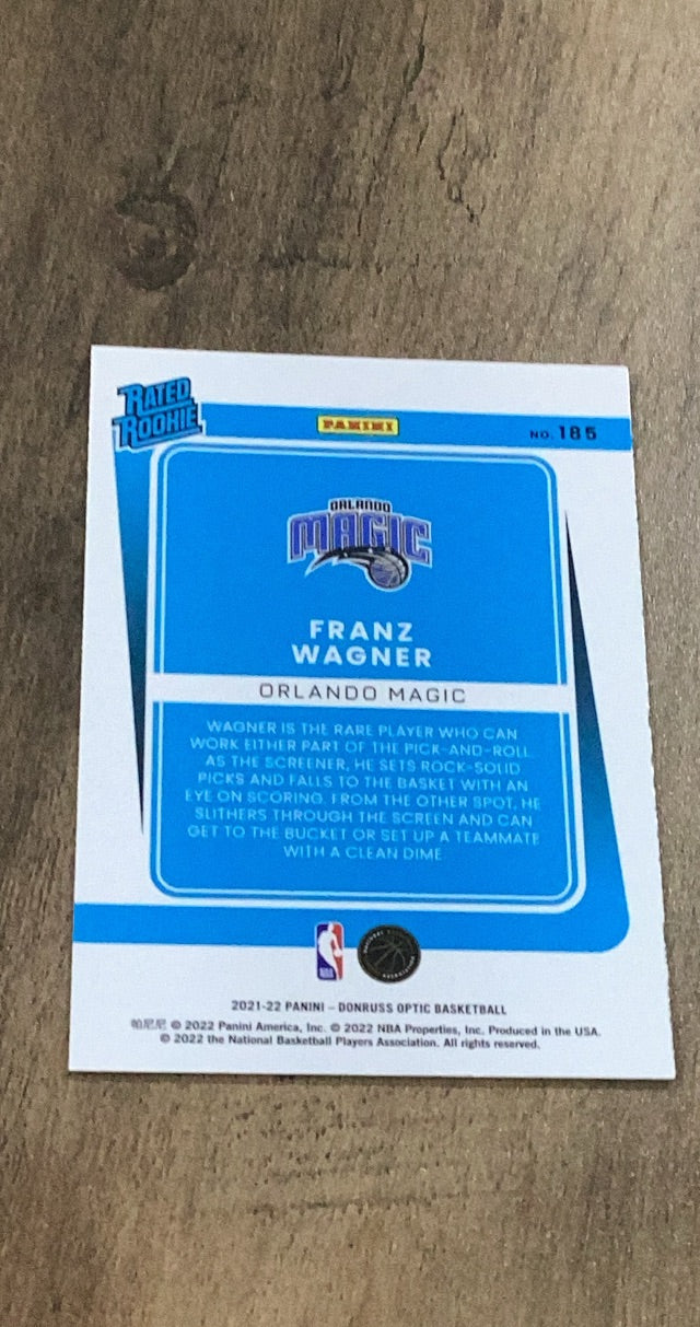 Franz Wagner 2021-22 Donruss Optic 185 trading card image rear