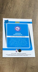 Jaden Springer 2021-22 Donruss Optic 197 trading card image rear
