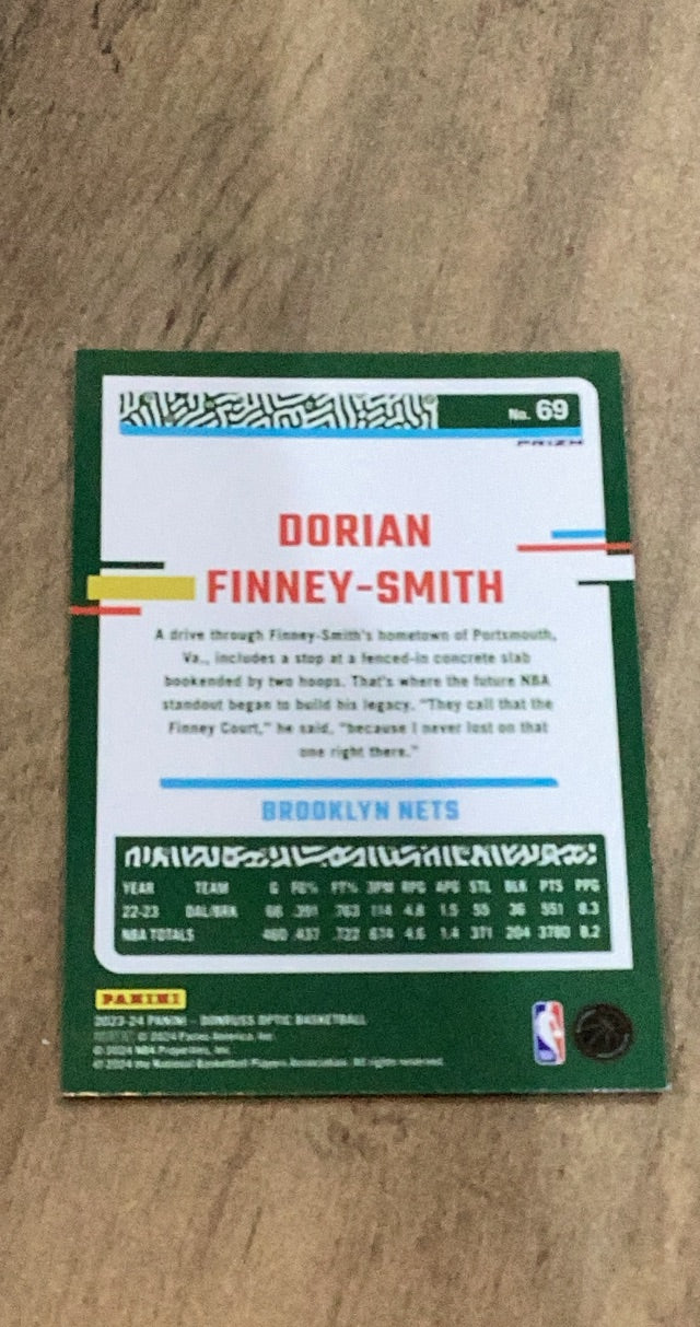 Dorian Finney-Smith 2023-24 Donruss Optic - Hyper Pink 69 trading card image rear