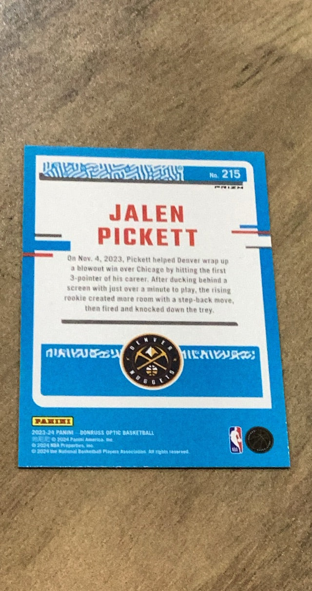 Jalen Pickett 2023-24 Donruss Optic - Holo 215 trading card image rear