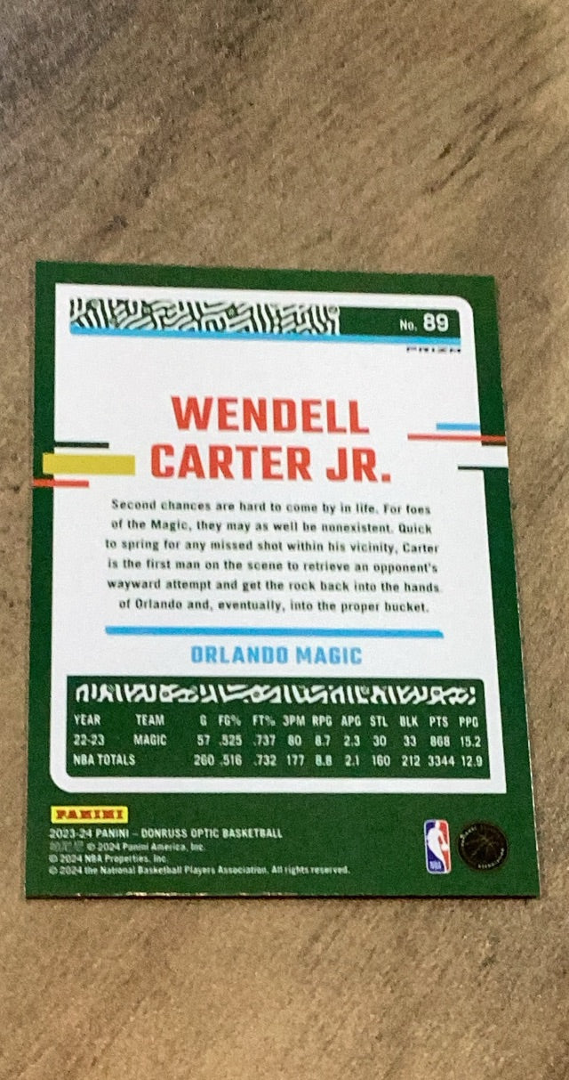 Wendell Carter Jr. 2023-24 Donruss Optic - Holo 89 trading card image rear