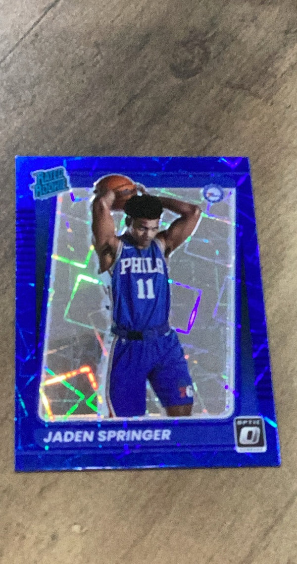 Jaden Springer 2021-22 Donruss Optic - Blue Velocity 197 trading card image front