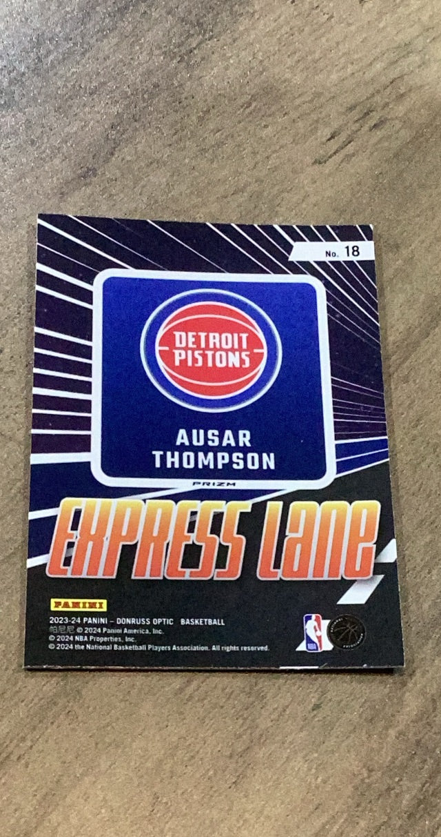 Ausar Thompson 2023-24 Donruss Optic - Express Lane Holo 18 trading card image rear