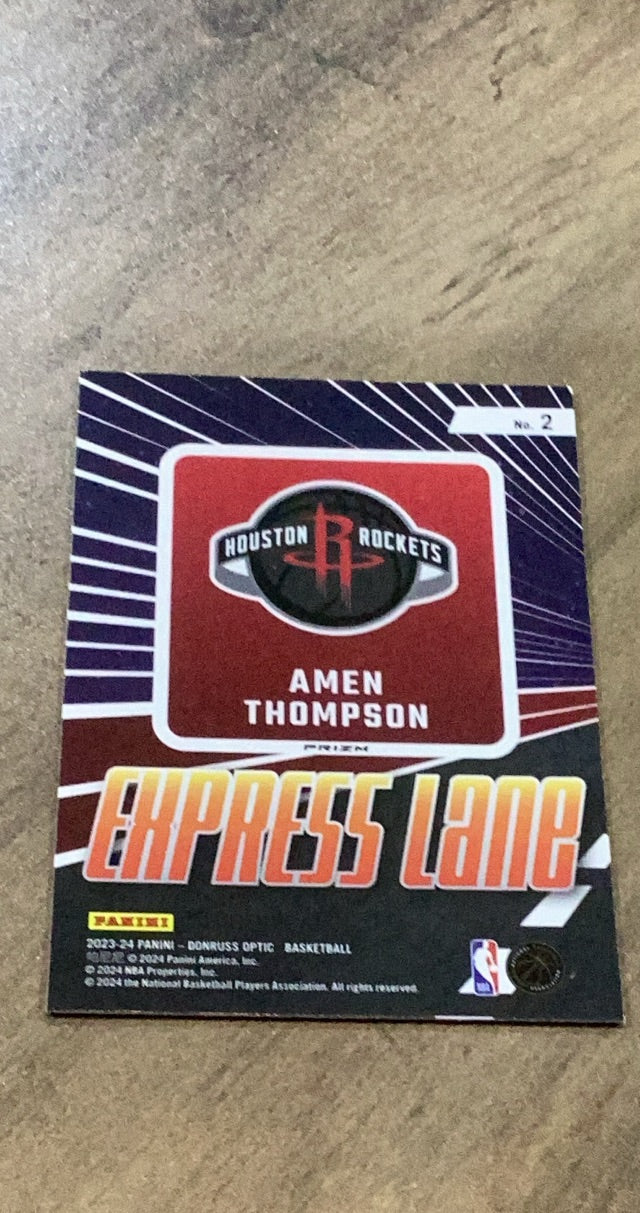 Amen Thompson 2023-24 Donruss Optic - Express Lane Holo 2 trading card image rear