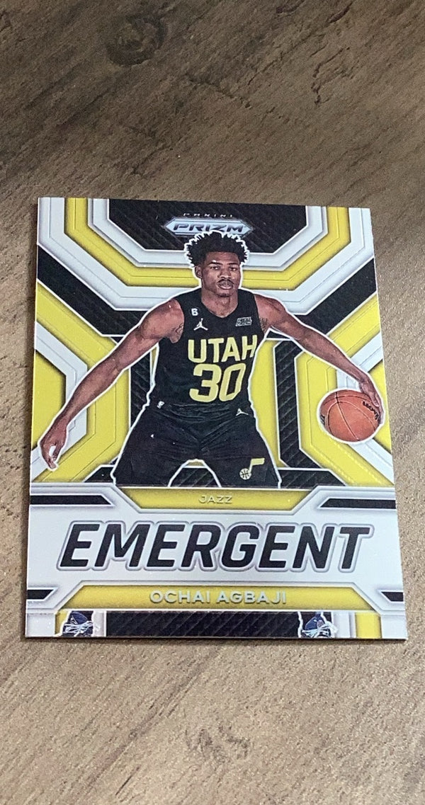Ochai Agbaji 2022-23 Panini Prizm - Emergent 9 trading card image front