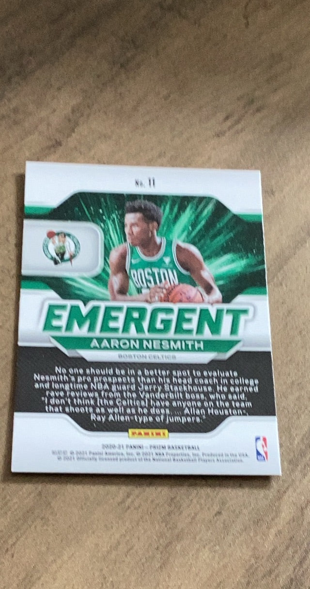 Aaron Nesmith 2020-21 Panini Prizm - Emergent 11 trading card image rear