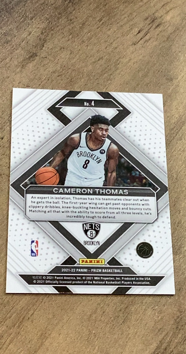 Cameron Thomas 2021-22 Panini Prizm - Emergent 4 trading card image rear