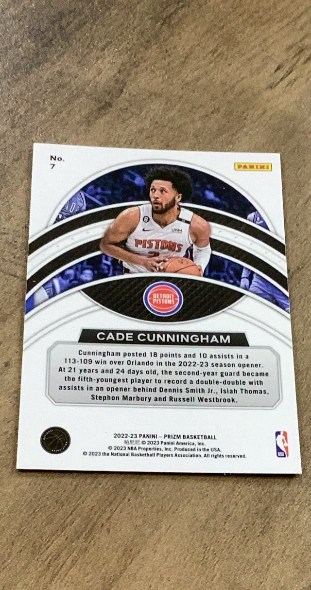 Cade Cunningham 2022-23 Panini Prizm - Dominance 7 trading card image rear