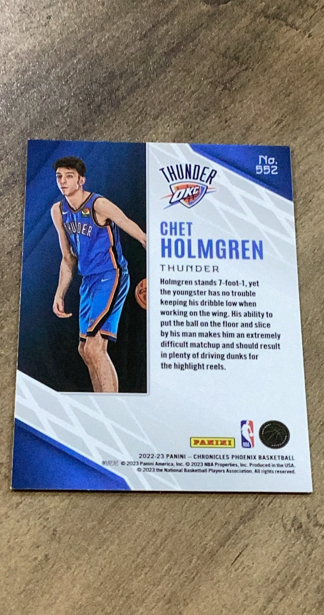 Chet Holmgren 2022-23 Panini Chronicles - Phoenix 552 trading card image rear