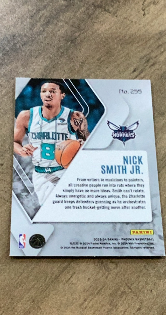 Nick Smith Jr. 2023-24 Panini Phoenix - Phoenix Teal Lazer 255 trading card image rear