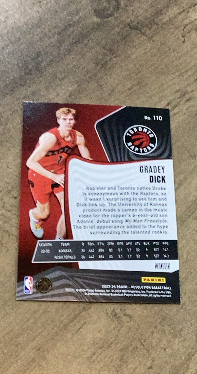 Gradey Dick 2023-24 Panini Revolution - Winter 110 trading card image rear