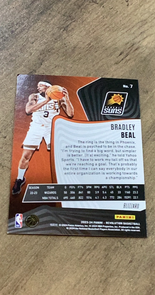 Bradley Beal 2023-24 Panini Revolution - Avalanche 7 trading card image rear
