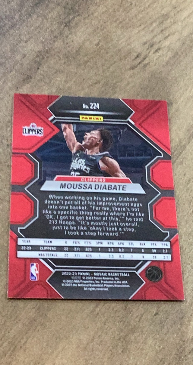 Moussa Diabate 2022-23 Panini Mosaic 224 trading card image rear