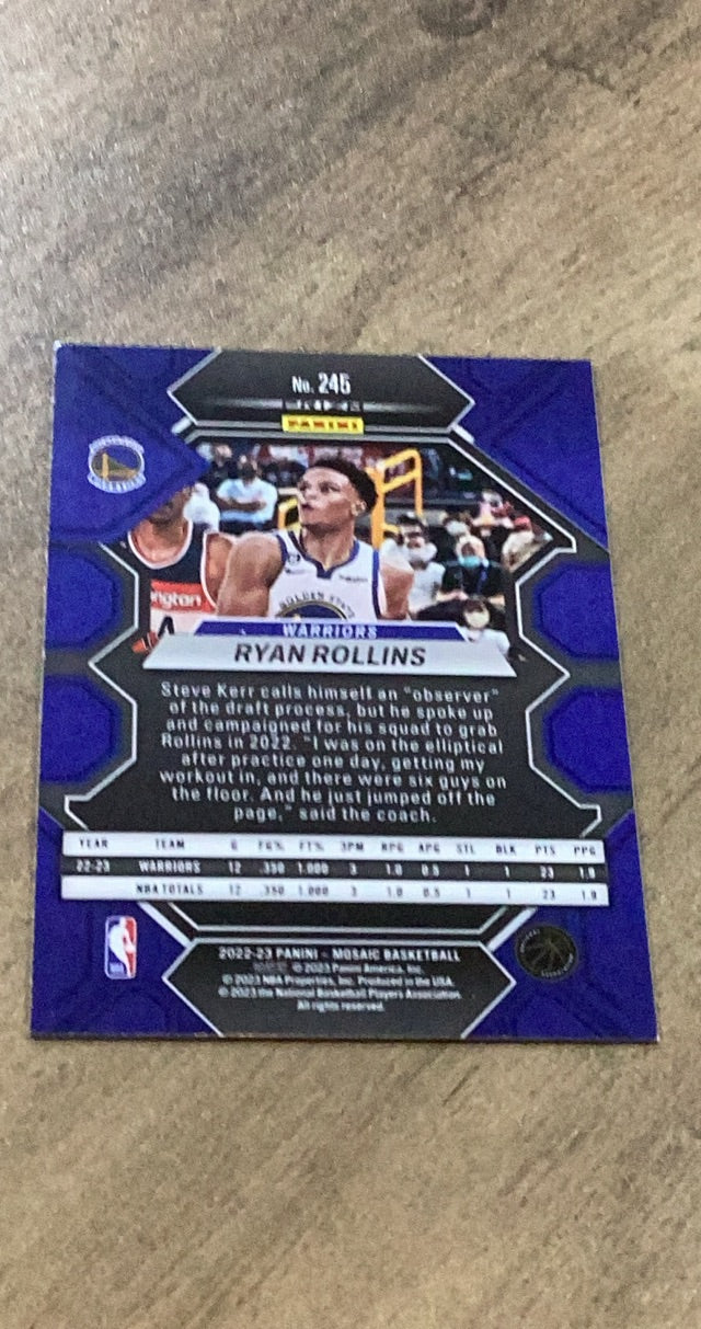 Ryan Rollins 2022-23 Panini Mosaic - Green 245 trading card image rear