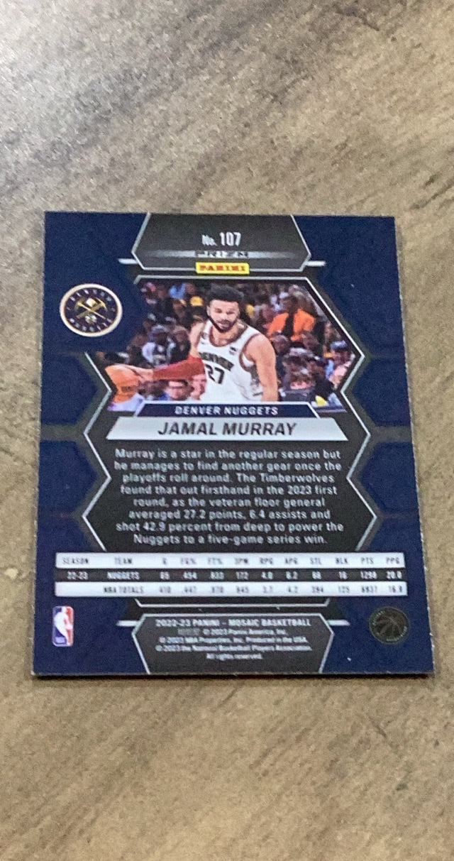 Jamal Murray 2022-23 Panini Mosaic - Green 107 trading card image rear