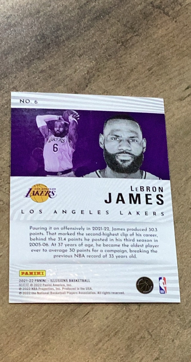 LeBron James 2021-22 Panini Illusions - Intriguing Players 6 trading card image rear