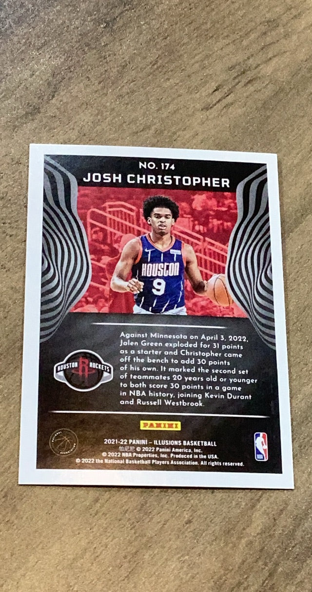 Josh Christopher 2021-22 Panini Illusions 174 trading card image rear
