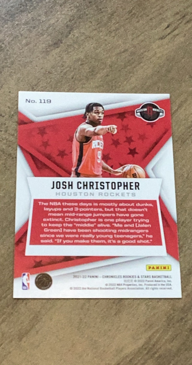 Josh Christopher 2021-22 Panini Chronicles 119 trading card image rear