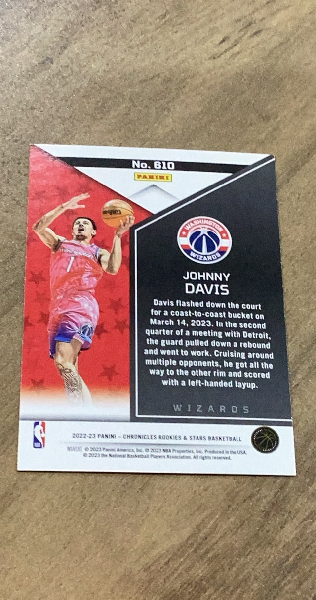 Johnny Davis 2022-23 Panini Chronicles 610 trading card image rear