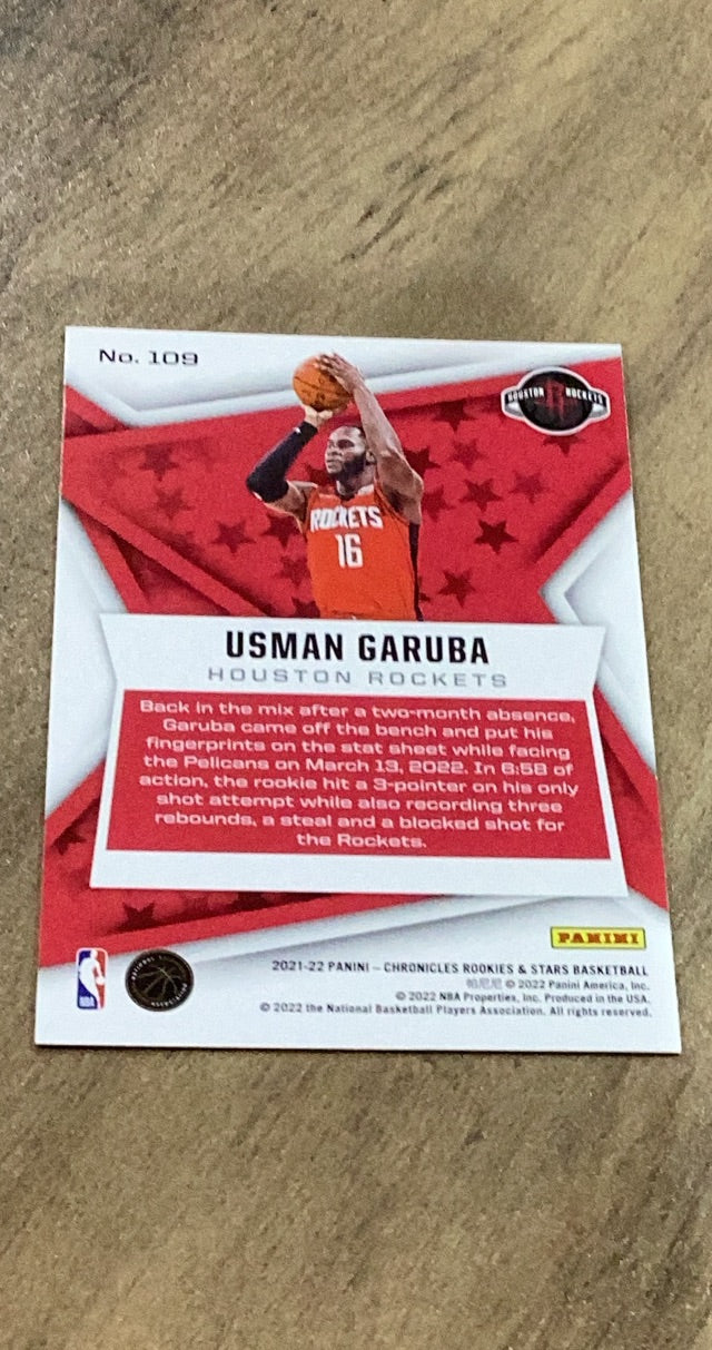 Usman Garuba 2021-22 Panini Chronicles 109 trading card image rear