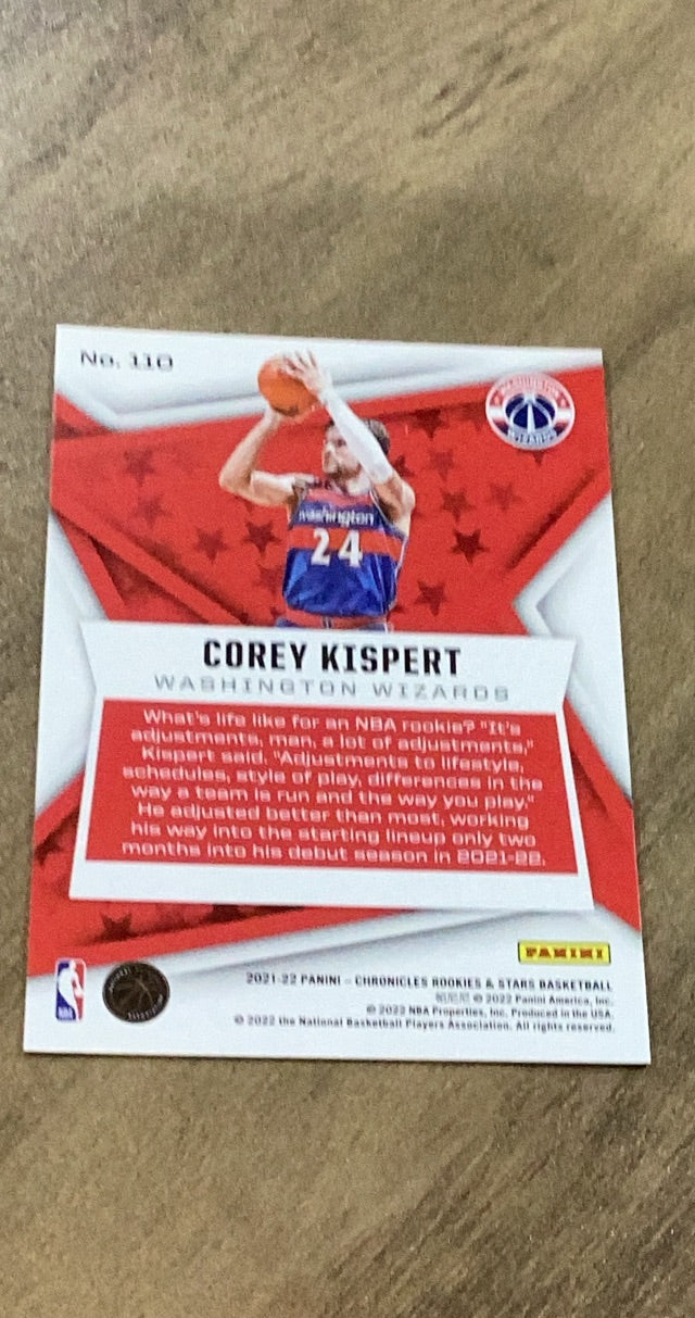Corey Kispert 2021-22 Panini Chronicles 110 trading card image rear