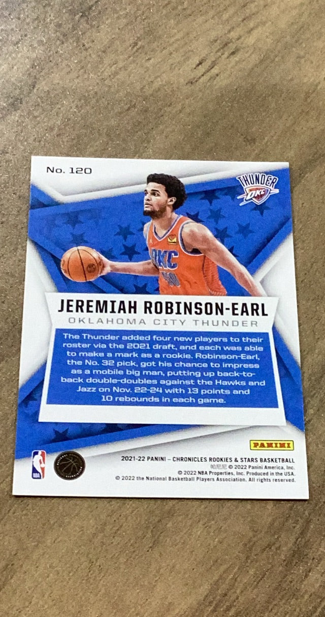 Jeremiah Robinson-Earl 2021-22 Panini Chronicles 120 trading card image rear