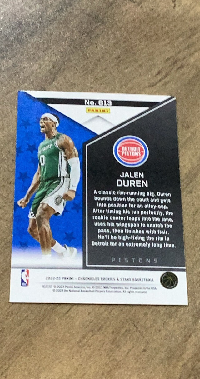 Jalen Duren 2022-23 Panini Chronicles 613 trading card image rear