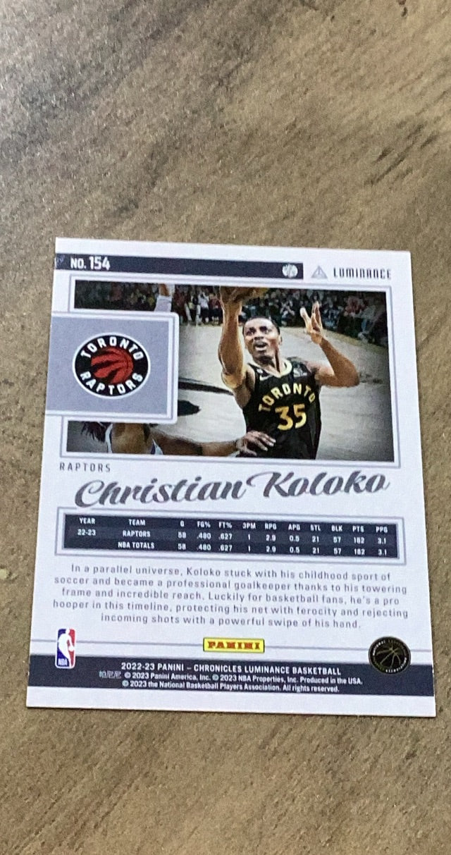 Christian Koloko 2022-23 Panini Chronicles 154 trading card image rear