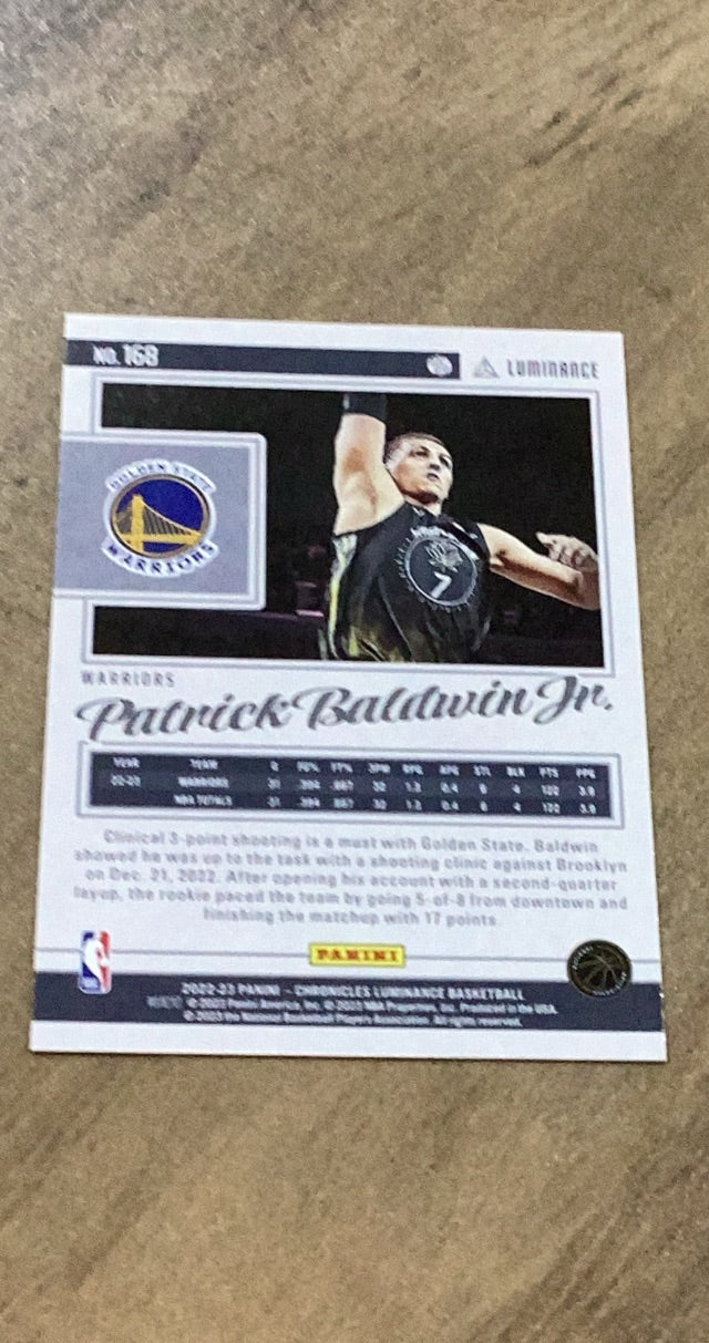 Patrick Baldwin Jr. 2022-23 Panini Chronicles 168 trading card image rear