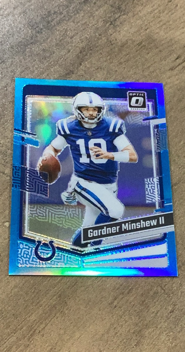 Gardner Minshew II 2023 Donruss Optic - Aqua 77 trading card image front