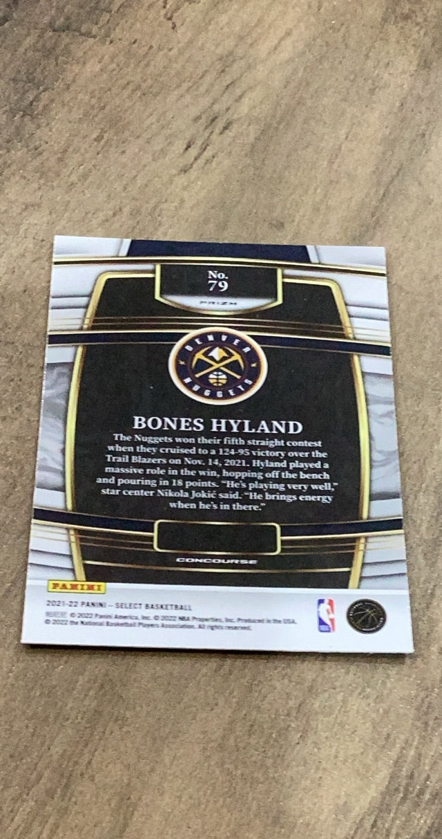 Bones Hyland 2021-22 Panini Select - Blue Prizms 79 trading card image rear