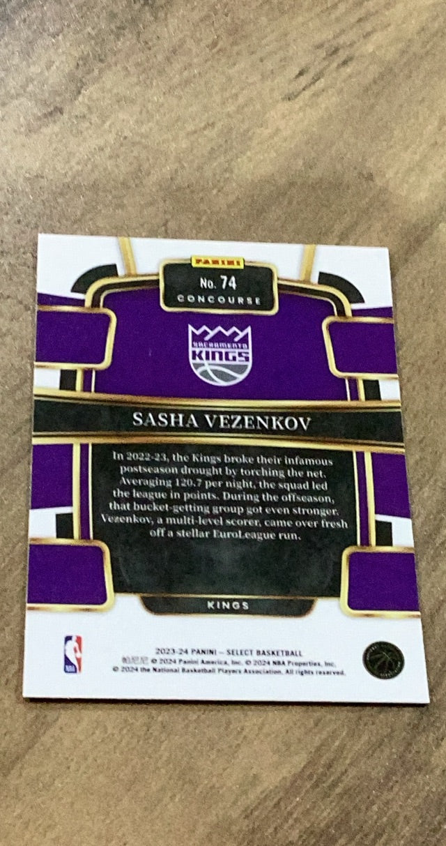 Sasha Vezenkov 2023-24 Panini Select - Blue (Retail Base) 74 trading card image rear