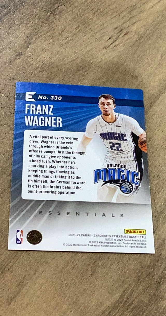 Franz Wagner 2021-22 Panini Chronicles 330 trading card image rear