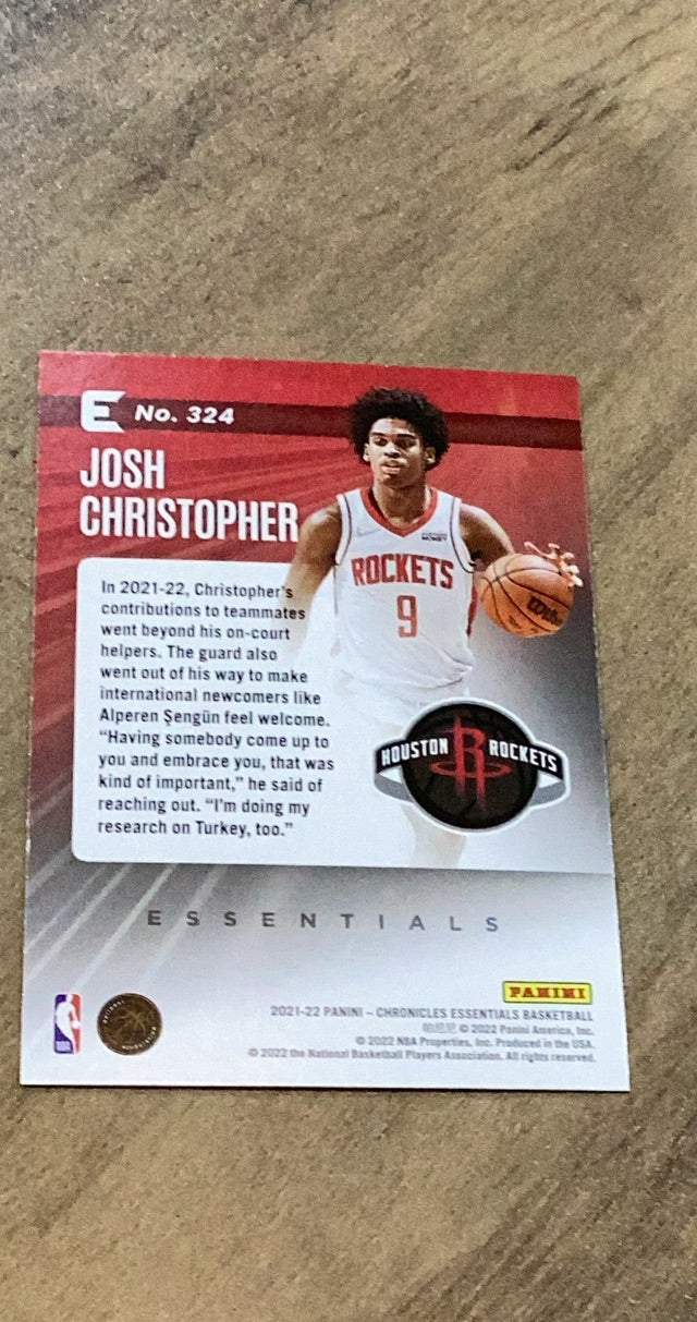 Josh Christopher 2021-22 Panini Chronicles 324 trading card image rear