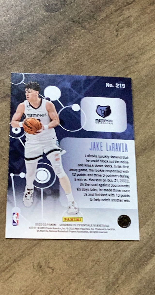 Jake LaRavia 2022-23 Panini Chronicles 219 trading card image rear