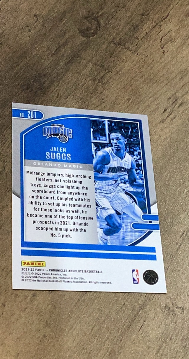 Jalen Suggs 2021-22 Panini Chronicles Absolute 201 trading card image rear
