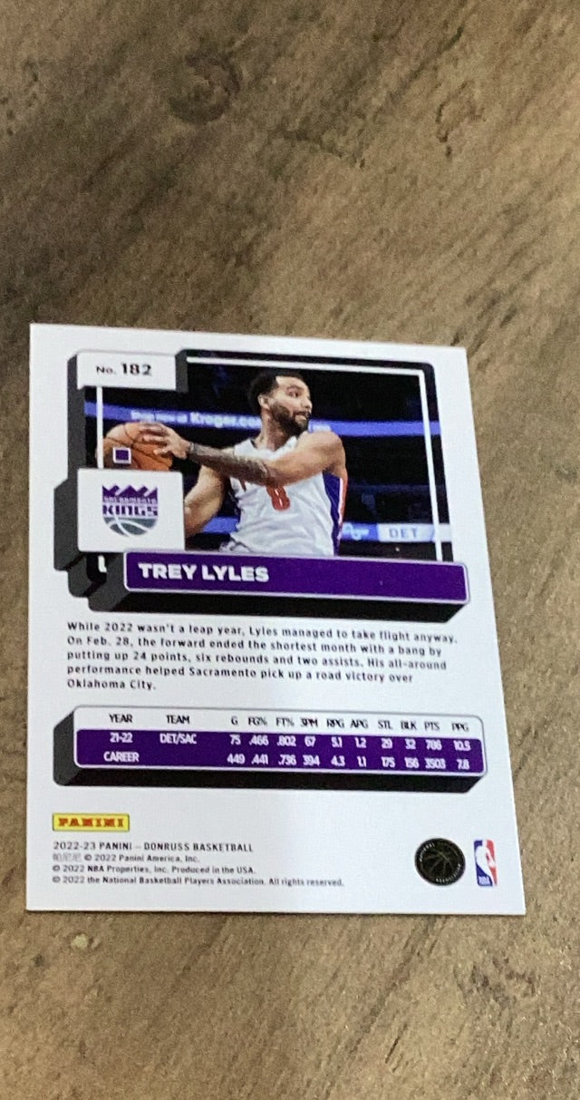 Trey Lyles 2022-23 Panini Donruss - Holo Laser Green 182 trading card Panini