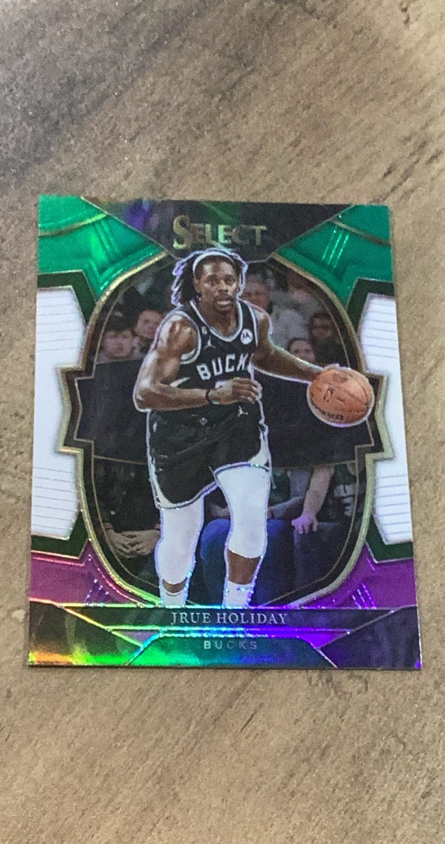 Jrue Holiday 2022-23 Panini Select - Green White Purple Prizms 15 trading card image front