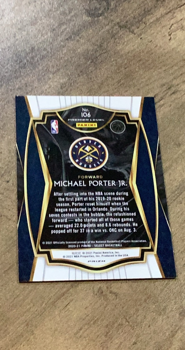 Michael Porter Jr. 2020-21 Panini Select - Red White Orange Shimmer 106 trading card image rear