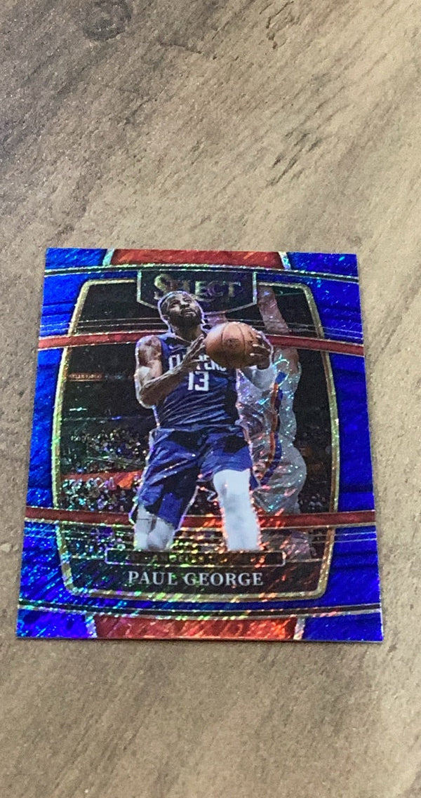 Paul George 2021-22 Panini Select - Blue Shimmer Prizms 14 trading card Panini