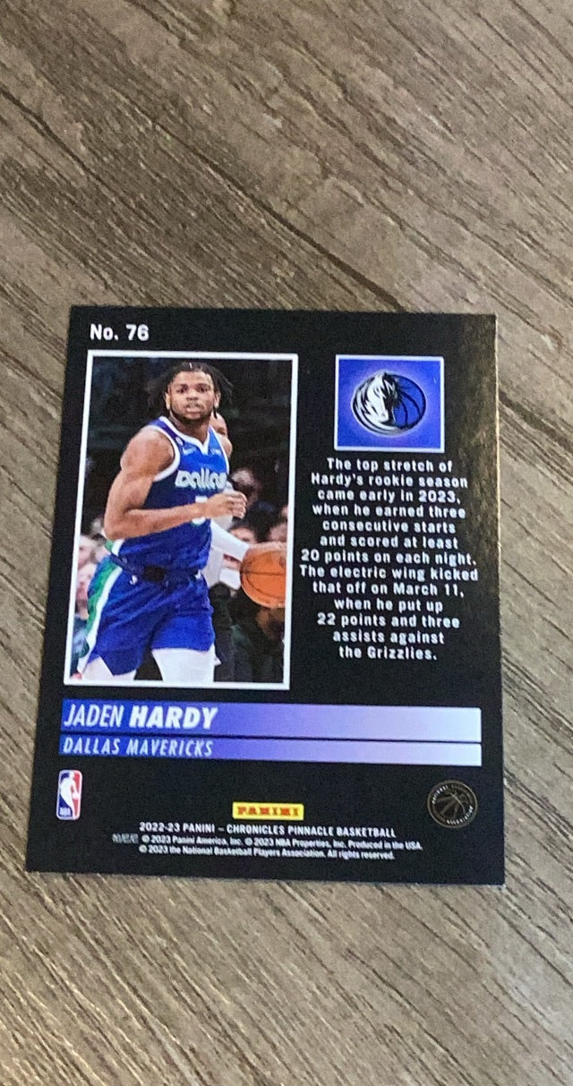 Jaden Hardy 2022-23 Panini Chronicles Pinnacle 76 trading card image rear