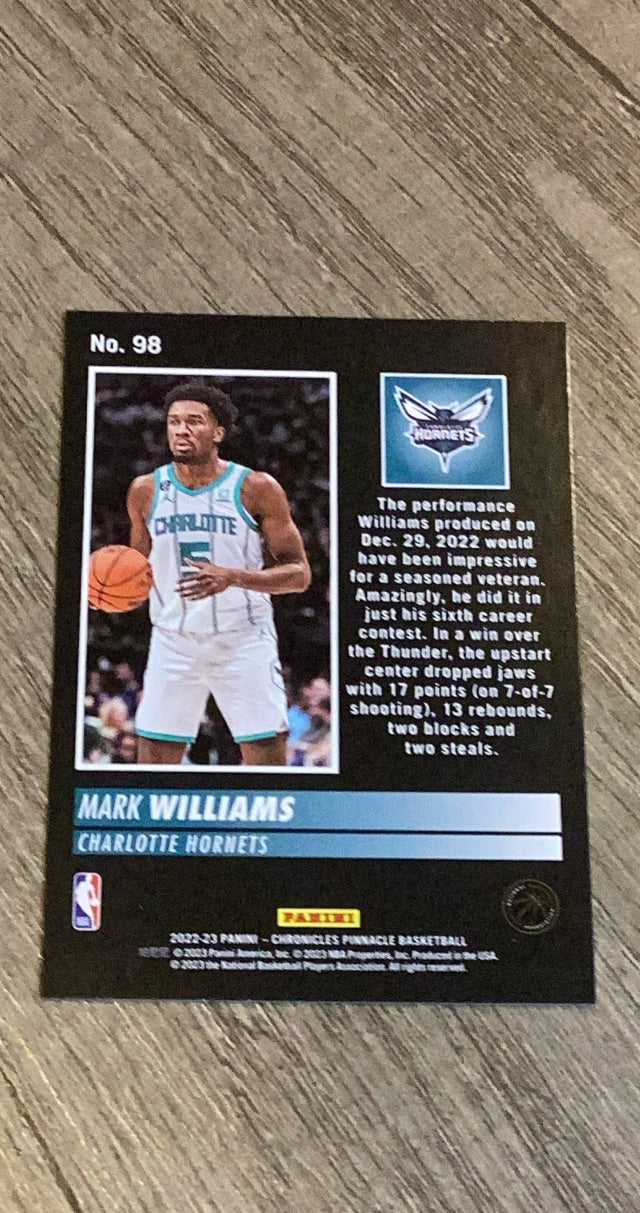 Mark Williams 2022-23 Panini Chronicles Pinnacle - Pink 98 trading card image rear