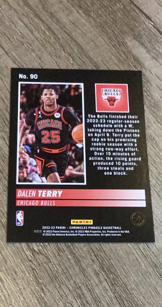 Dalen Terry 2022-23 Panini Chronicles Pinnacle - Pink 90 trading card image rear