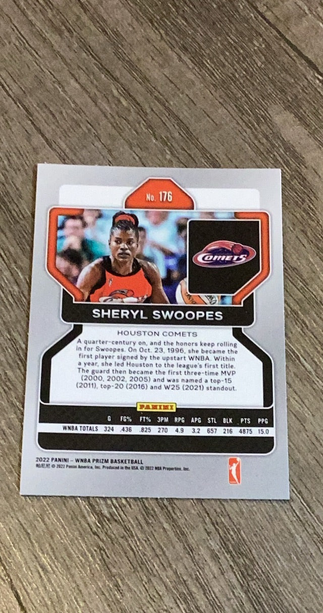 Sheryl Swoopes 2022 Panini Prizm WNBA 176 trading card image rear