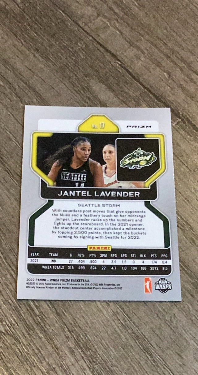 Jantel Lavender 2022 Panini Prizm WNBA - Hyper 17 trading card image rear